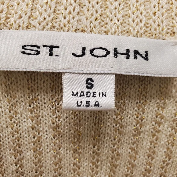 St. JOHN  Deep V-neck Sweater Ribbed w/ Metallic Threads Size S - Like NEW! - Picture 10 of 11